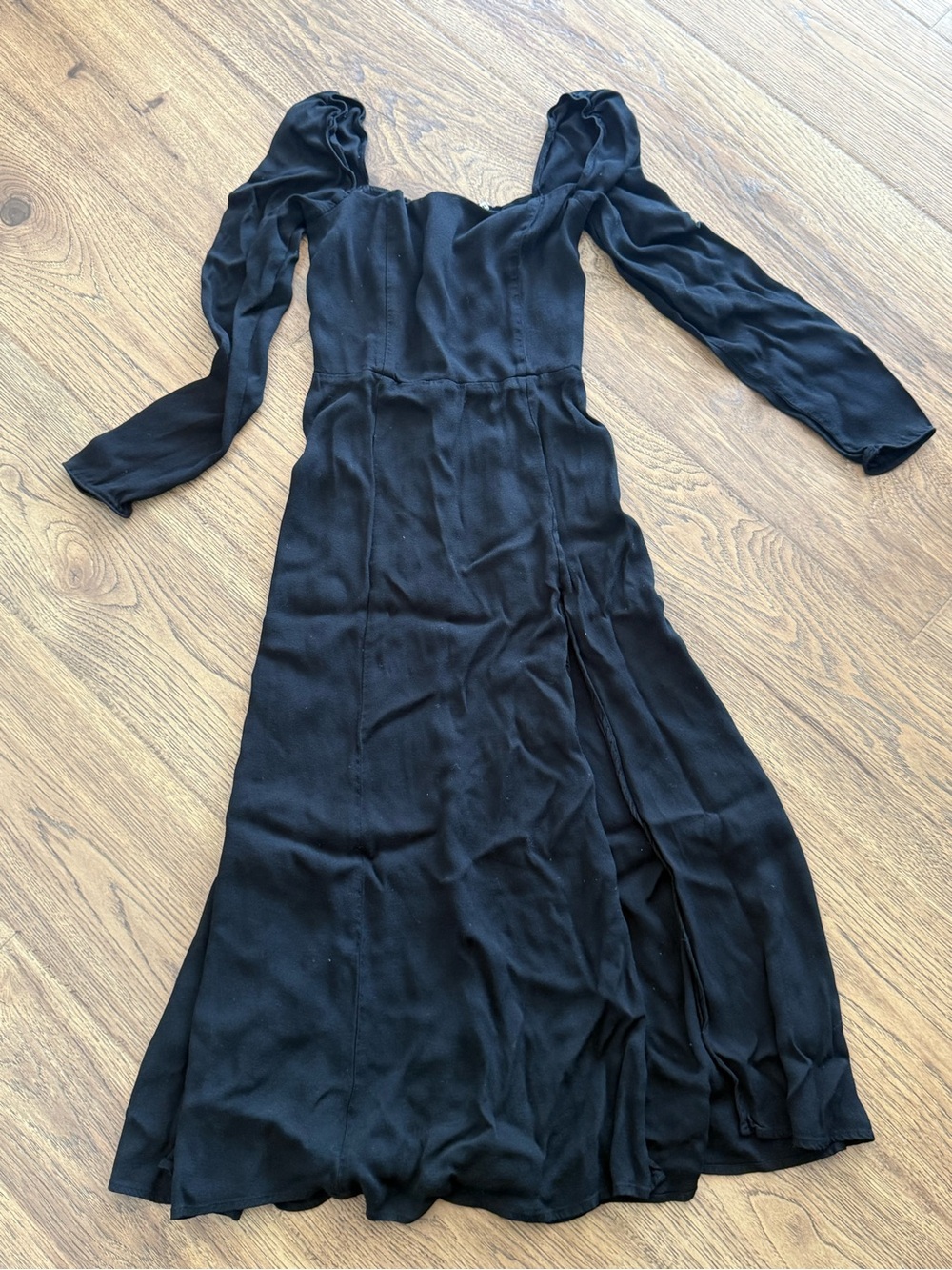 Reformation Black Long Sleeve Midi Dress
